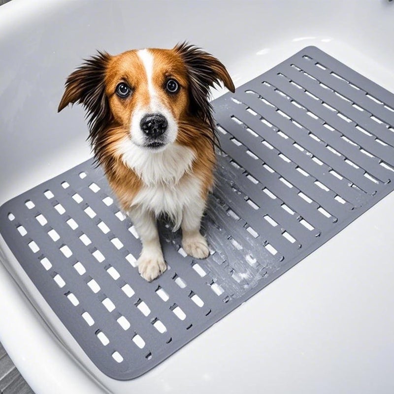 Wiojtry Bathtub Shower Mat, Pet Dog Bathing Non-Slip Mat, Dog Bath mat for tub, Quick Drain Bathtub Mat with Suction Cups & Drain Holes for Bathroom, 27.1x15.7 Inch (Mars Green) - Image 5